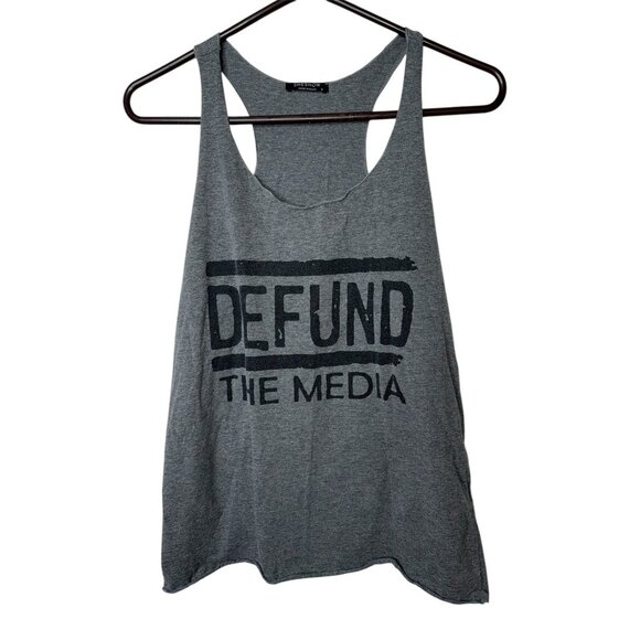 SHE Tops - She Show Racer Back Loose Tank Top “Defund The Media” Political Fake News X